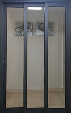3연동 도어 중문(50바/램핑/망입강화/오픈형)