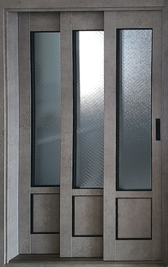 3연동 도어 중문(50바/램핑/투명샤틴강화/고시형)
