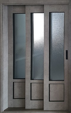3연동 도어 중문(50바/램핑/투명샤틴강화/고시형)