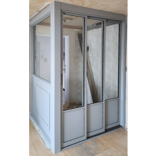 ㄱ자 파티션 중문(50바/램핑/망입강화/오픈형)